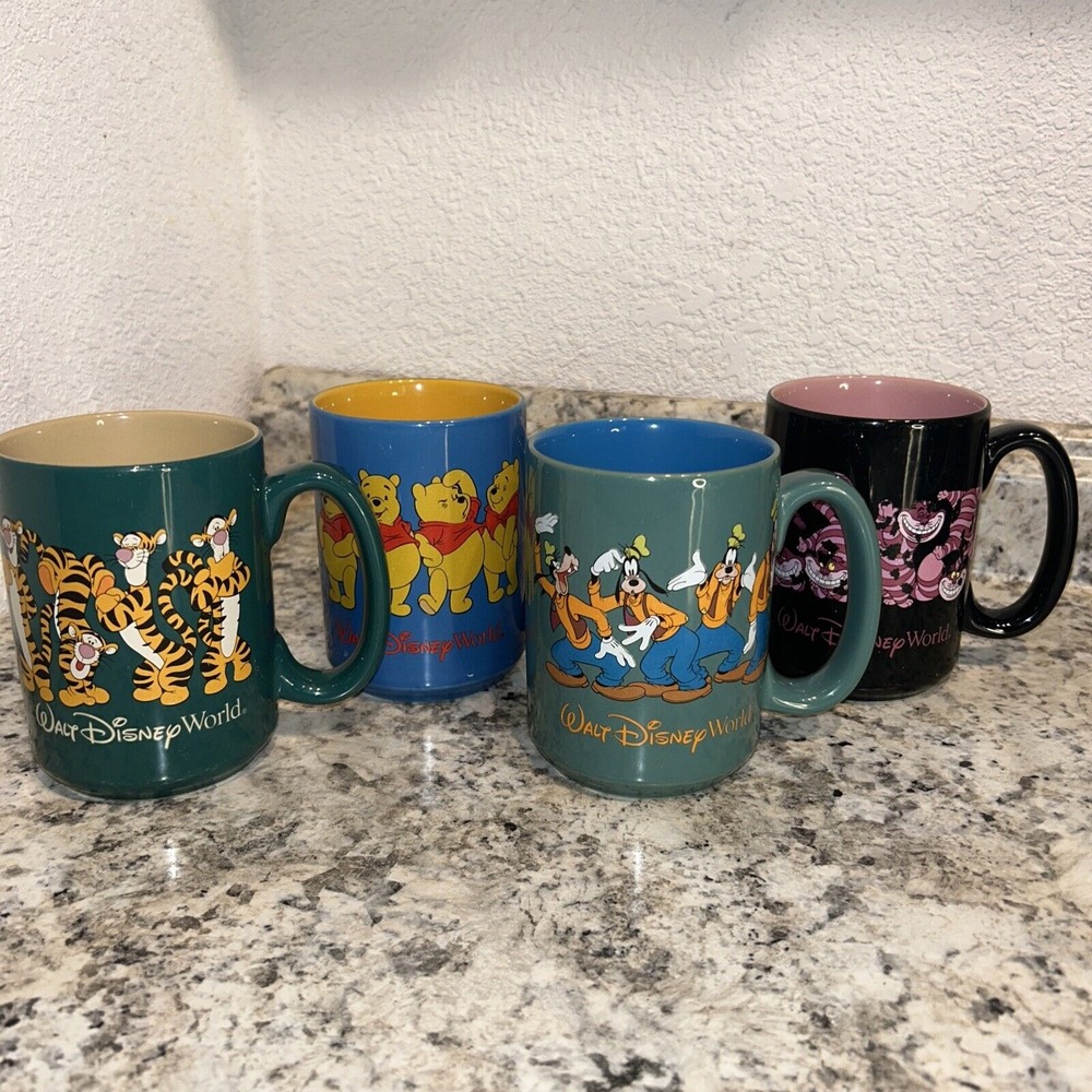 WALT DISNEY WORLD Multiple Goofy,‎ Tigger, Pooh, Cheshire Cat Figures Sturdy Mug